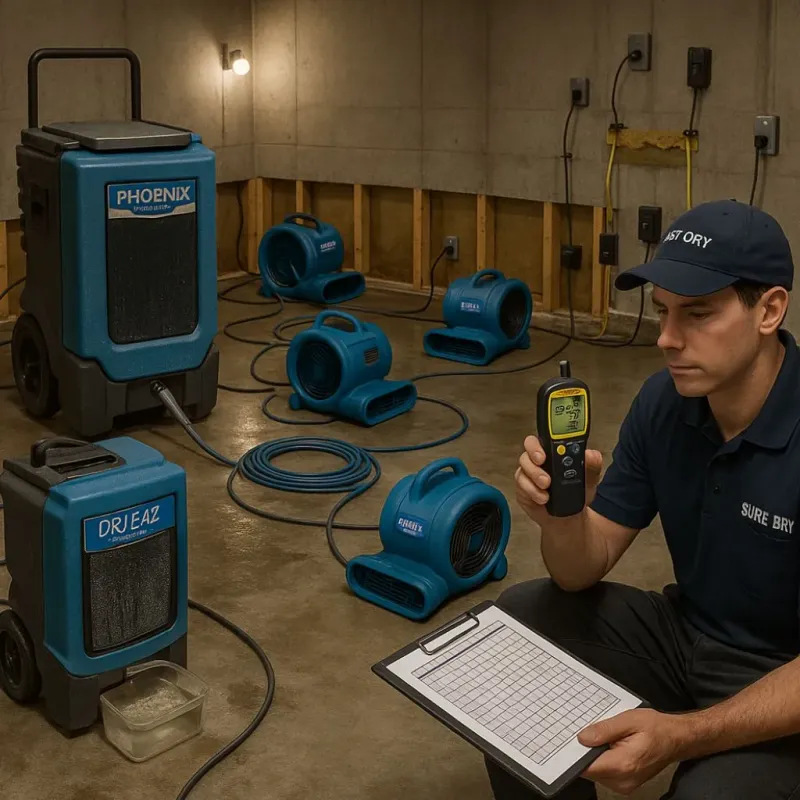 Structural Drying and Dehumidification process in Harvey, MI